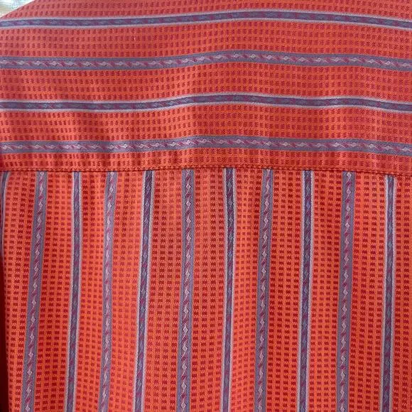 Robert Graham Men's Orange And Blue Striped Button Down Shirt Size 2XL - Picture 4 of 10